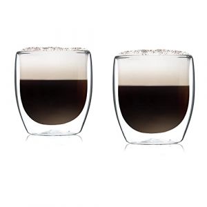 GLASWERK Verre double paroi &agrave; Latte Macchiato Design (2 x 230 ml) tasse a cafe design - Tasse double paroi, mug transparent, tasse a the verres &agrave; th&eacute; lavable au lave vaisselle bob, tasse a cafe (Klarstein France, neuf)
