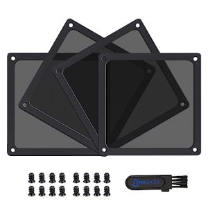 BRIEFCEC Ventilateur PC Filtre Grille Ventilation Filtre anti Poussière PC, 120mm Magnétique PVC Cadre pour PC Grille Ventilateur/Alimentations/Modems/Routeurs(NYLON, 120 * 120mm, 4Pièces, Noir) (BRIEFCEC, neuf)