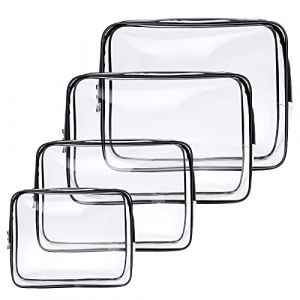 Aucuu 4PCS Trousse de Toilette Transparente, Kit de Voyage pour l'Avion, PVC &Eacute;tanche Trousse de Maquillage, Sac de Rangement Transparent pour Cosm&eacute;tiques, Homme et Femme (Aucuu&reg;-EU, neuf)