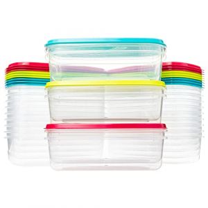 QILZO Lot de 24 bo&icirc;tes &agrave; repas alimentaires 700 ml, r&eacute;cipients alimentaires en plastique, sans BPA, pour micro-ondes, lave-vaisselle, cong&eacute;lateur, r&eacute;cipients avec couvercle, fabriqu&eacute; en Espagne (Highill Shop, neuf)
