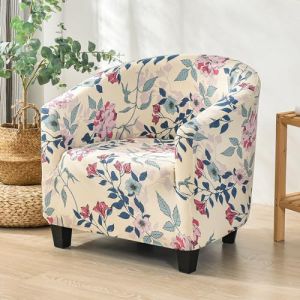 jianyana Housse de Fauteuil tonneau imprimée 1 pièce, Haute élasticité, Housse de Fauteuil Durable, Housse de Chaise Club pour salon, réception d'hôtel, comptoir de Bar, Salle à Manger, Bureau (Lingfuxing, neuf)