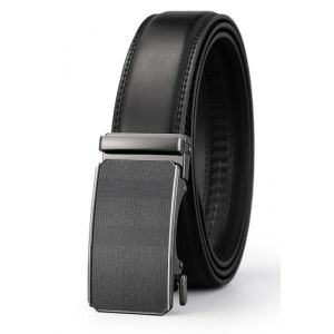 KUULIMEE Ceinture Homme,Ceinture Cliquet en Cuir avec Boucle Automatique,Largeur 35mm,Taille Ajustable-3020-BLACK 138-140cm (ASIA BRIDGE, neuf)