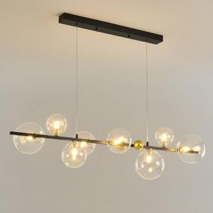 Pilanp Lustre linéaire créatif nordique G9 LED suspension intérieure globe lustre en verre pour salle à manger bureau bar cuisine îlot 8 lumières 43,3 pouces suspension (lang xin ke mao, neuf)