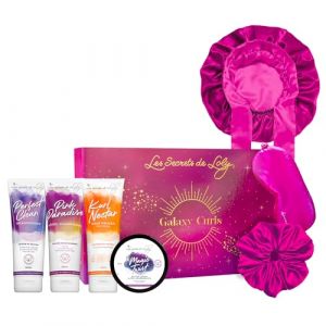 Les Secrets De Loly - Coffret de No&euml;l Cr&eacute;pus - Routine Compl&egrave;te 4 Produits + 3 Accessoires Satin - Nutrition Intense & Protection - Cheveux Cr&eacute;pus - Formule Naturelle 97% - Galaxy Curls (Les Secrets de Loly, neuf)