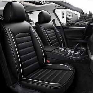 ZORQ Cuir Ensembles de Housses de Si&egrave;ge pour Fiat 500X(334)/Fiat 500X Cross(334) Lavable Classiques Avant et Arri&egrave;re Si&egrave;ge Accessoire Interieur Voiture, Black and White (handanxianyuexiaoshoupu, neuf)
