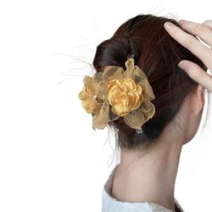 FUXIU Pince à cheveux en maille fleur fleur pince à cheveux fleur pince à cheveux vintage fleur pince à cheveux pour femme clip requin pince à chignon (JiaoJIan, neuf)
