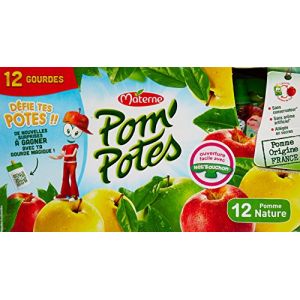 Materne Compote Pom'Potes Pomme Nature 12 Gourdes de 90 g - Lot de 2 (J&S France, neuf)