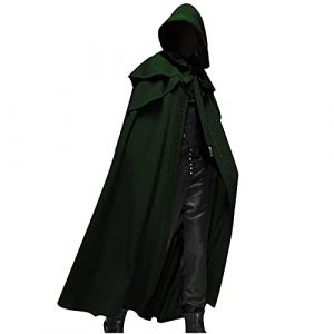 Wyongtao Cape pour Halloween Homme,Cape &Agrave; Capuche Style Gothique M&eacute;di&eacute;vale Manteau pour Halloween Manteau Cape Couleur Unie Grande Taille,Deguisement Carnaval (Wyongtao❖, neuf)