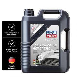 LIQUI MOLY Classic Motoroil SAE 20W-50 HD, 5 L, Huile de moteur minéral, SKU: 1129, neutre (Ponera, neuf)