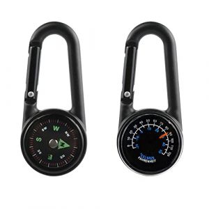 Boussole avec mousqueton et thermomètre, mousqueton multifonction métal pour camping, randonnée, voyage, boussole 3 en 1 (BASTOUR-Official, neuf)