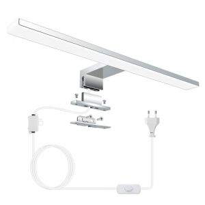 Azhien LED Miroir de Salle de Bain 10W,Blanc Froid 6500K Lampe Murale Miroir avec Prise,Montage 3 en 1,40CM IP44 Lampe Miroir de Salle de Bain pour Armoire de Toilette,230V,400mm (Kumming-EU, neuf)