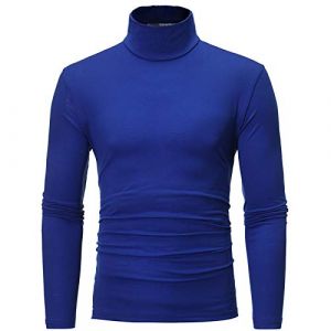 Homme T-Shirt Thermique Manches Longues Haut Thermique Hiver Pull Chaud Maillot de Corps sous-Vêtement de Détente Chemise à Col Roulé Top Sport Sweat Homme M-3XL (SUNNSEAN, neuf)