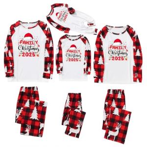 Pyjama de Noël Famille (2 Pièces & Grenouillère), Ensemble Pyjama Adulte Homme Femme Enfant et Bébé Pyjama Famille Assortis Noel Vêtement Cadeau avec Motifs Père Noël (Rnoaobu, neuf)
