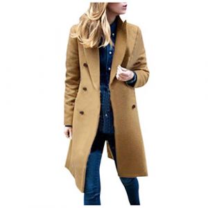 Manteau Laine Femme Hiver Grande Taille Veste en Laine à Double Boutonnage Manteau Caban Femmes Hiver Chic Manteau Chaud Mi-Long Vintage Chaud Manches Longues en Laine Cardigan Blouson Automne Hiver (⭐⭐⭐⭐⭐AEGJEGVD⭐⭐⭐⭐⭐, neuf)