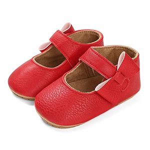 LACOFIA Ballerine B&eacute;b&eacute; Fille Chaussure Premier Pas pour B&eacute;b&eacute; Chaussures de Bapt&ecirc;me Bowknot Antid&eacute;rapant Rouge 3-6 Mois (Lacofia, neuf)