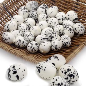 Tuxiaobu Lot de 30 &oelig;ufs de caille artificiels en plastique pour d&eacute;coration de cuisine, maison, f&ecirc;te, pub, panier de table, accessoire de photographie - Blanc (TUXIAOBU, neuf)