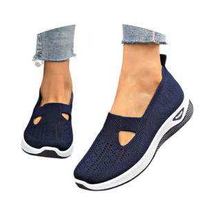 Basket Femme Baskets Baskette Bleu Scratch Chaussure Marine Infirmiere Compensee Femmes Et Chaussures De Sport &Eacute;t&eacute; Sans Lacets Confortable Blanche Marche Running Ete &Agrave; Enfiler Toile Marron Marine 43 (chaoyang98, neuf)