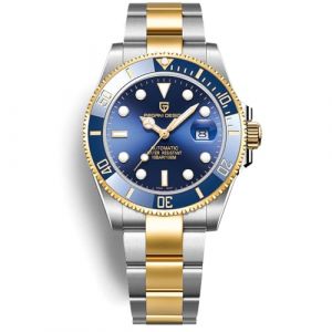 Pagani Design Hommes Montre Automatique Business &eacute;tanche analogique Montre Automatique Mouvement c&eacute;ramique Lunette tournante Verre Saphir en Acier Inoxydable Montres de Luxe. (Or Bleu) (RollsTimi Outlet Store, neuf)