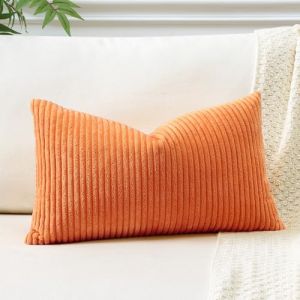 JOTOM 1 housse de coussin d&eacute;corative en velours c&ocirc;tel&eacute; pour canap&eacute;, salon, 40 x 60 cm, orange br&ucirc;l&eacute; (Jotom Europe, neuf)