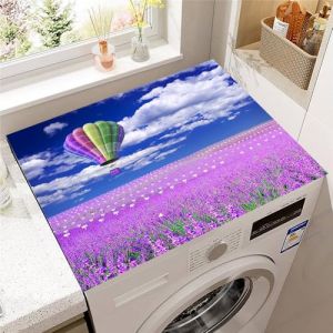 Hixingo Housse de Machine &agrave; Laver, Antid&eacute;rapant Tapis de Protection Pour Plan de Travail Machine &agrave; Laver et Seche Linge Anti-Poussi&egrave;re Protection Motif Lavande (Lavande violette 1,40x50cm) (Hixin, neuf)