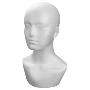 Tête De Mannequin Homme - Blanc Tête De Mannequin Homme En Polystyrène, Modèle D'affichage En Mousse, Support Pour Accessoires Et Lunettes, Pour Casque/console/chapeau/perruque/lunettes/bijoux (Congliang, neuf)