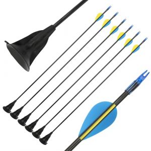 SHARROW Tir &agrave; l'arc Fl&egrave;ches &agrave; Ventouse 29" Fl&egrave;ches en Fibre de Verre S&ucirc;res Sucker Fl&egrave;ches pour S&eacute;butant Tir &agrave; la Cible Entra&icirc;nement (12, Noir) (AME Archery Shop, neuf)