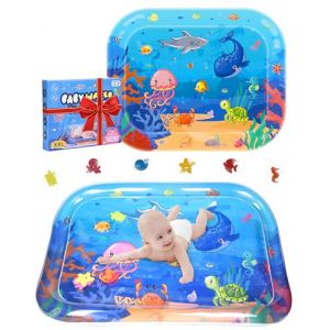 NETONDA Grand Tapis d'eau Bébé 95x76cm Gonflable Tummy Time Tapis Eau Bebe Eveil Tapis Sensoriel Bébé Tapis Poisson pour Bébés et Tout-petits Cadeau Bebe Jouet Bebe 3 6 9 12 Mois (EUWOGAS, neuf)