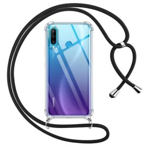 Pnakqil Coque pour Huawei P30 Lite avec Cordon, Transparente Silicone Housse avec Réglable de Collier Anti-Chute Etui pour Huawei P30 Lite, Ètuis à Bandoulière 6.15", Noir (UNA KADAMS, neuf)