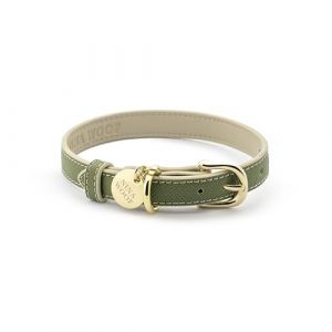 Nina Woof Copenhagen Collier pour Chien en Cuir végan, rembourré, Boucle réglable, Olive, Taille M (Honest Brands Shop, neuf)