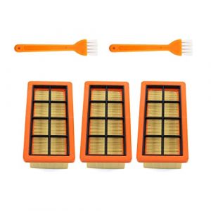 MCHNIC Lot de 3 filtres pliss&eacute;s plats avec 2 brosse pour aspirateur &agrave; cendres K&auml;rcher 6.415-953.0 AD2 AD3 AD4 Premium AD 3.000, AD 3.200 Robot Aspirateur Partie (Rumel, neuf)