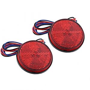 Qiorange 2 x 24 LED Rouge pour Moto ATV Truck-Catadioptre Rond Tail Brake Signal Feu Stop Lampe DE Clignotant (Rouge Ronde) (QIGESHILIU, neuf)