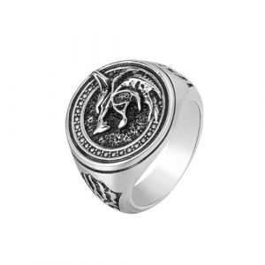 Bague en acier titane style vintage pour homme avec motif totem de loup pour un usage quotidien, 12 (HUAGUISKQZA, neuf)