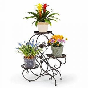HLC 3 étages support de plante classique avec design moderne "S" Bronze C (XHLC Hyper Patio, neuf)