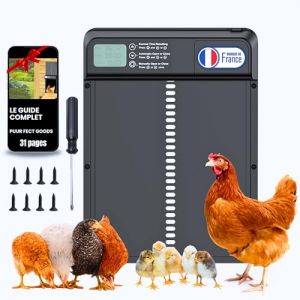 Porte Automatique poulailler, Trappe programmable à Piles, Aluminium renforcé pour Poules + Système Anti-pincement, Écran LCD Étanche. À Utiliser sur Grand et Petit poulailler | EBOOK Offert (SAS E-Atomic, neuf)