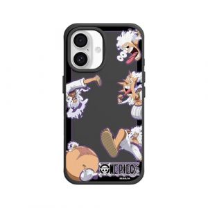 RhinoShield Coque Compatible avec MagSafe pour [iPhone 16] | SolidX - Coque renforc&eacute;e avec Absorption des Chocs Design Fin Protection&ndash; Noir [One Piece/Luffy Gear Fifth - Luffy Stickers] (RHINOSHIELD - Evolutive Labs, neuf)