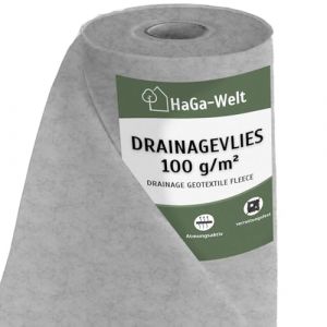 HaGa Non-tiss&eacute; de Drainage 100g/m&sup2; en 0,5m x 50m comme Non-tiss&eacute; de Drainage, Non-tiss&eacute; pour bac &agrave; Sable, g&eacute;o-Non-tiss&eacute;, Non-tiss&eacute; de s&eacute;paration pour Le Jardinage et sous Les pav&eacute;s (HaGa-Welt, neuf)