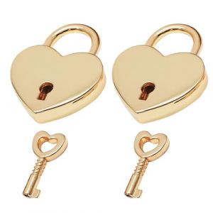 LEPZUR 2 Pcs Cadenas &Agrave; Cl&eacute; Petit Cadenas Dor&eacute; Avec Cl&eacute; En Forme De C&oelig;ur D&eacute;coratif Cadenas Pour Valise Casier College Armoire Bo&icirc;te &Agrave; Bijoux Et Carnet De Notes (GloriseGO, neuf)