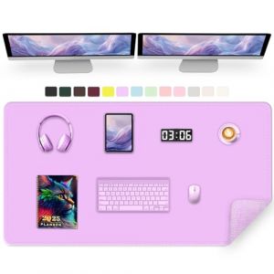 Tapis de Bureau en Cuir PU, 120 x 43 CM Tapis Protecteur de Bureau pour &Eacute;crire, Tapis pour Ordinateur et Ordinateur Portable pour le Bureau Avec Daim pour la Maison et le Bureau (Violet) (St. Richer-US, neuf)
