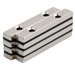 8 Pièces Aimant Puissant Neodyme, Aimants Rectangulaires en Néodyme, 6 kg force avec trou Fraisé, Aimant en pot Ménager et Industriel pour Tableaux Blancs, Réfrigérateur, Cuisine (60×10×5mm) (Bocxin, neuf)