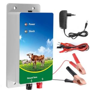 10KM Clôture électrique pour bétail, Électrificateur de clôture électrique, Contrôleur haute tension pour clôture pour moutons, bovins, chevaux et volailles Outil d'énergisation (yurenluanbi, neuf)