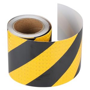 SUPAWAY Bande réfléchissante auto-adhésive Autocollant réfléchissant ruban d'avertissement Ruban de signalisation de danger jaune et noir pour marquer les zones,les objets et les véhicules, 15cm x 10m (HUCI, neuf)