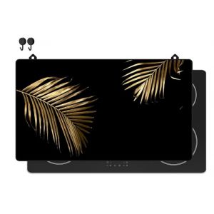 KitchyMist Prot&egrave;ge Plaque Induction Feuilles Dor&eacute;es - 90x52 cm - D&eacute;co cuisine - Protection pour plan de travail - Cuisson prot&eacute;g&eacute;e - Fond de hotte de cuisine (KitchyMist, neuf)