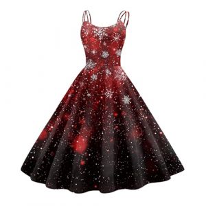 Robe Noel Grande Taille Et Elegant de Soirée Tenue de Noël Femme Élégant Grande Taille de Soiree Robe Chic Drole Tenue Sexy Noel Soiree Glamour Déguisement Renne Femme Rouge foncé M (GUANGJ, neuf)