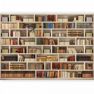 murando - Papier peint panoramique moderne 400x280 cm - Revêtement mural décoration pour chambre salon - Design unique et moderne - Beige rouge blanc vert - Livres rétro fond vintage 10110905-29 (murando, neuf)