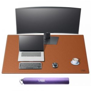 Vyaaa Tapis de Bureau en cuir, 100 x 60cm Sous Main Bureau, Double face Tapis de Souris, pour la maison ou le bureau (Marron) (Vyaaa Desk Mat Direct, neuf)