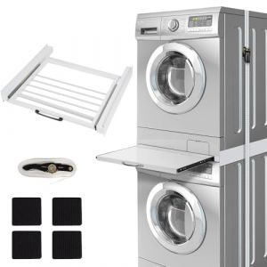 Cadre de connexion avec porte-serviettes extensible en acier - 61 x 55 cm - Charge maximale 100 kg - Cadre intermédiaire universel pour machine à laver et sèche-linge - Accessoires de sèche-linge - (DEYISHANG COMPANY LIMITED., neuf)
