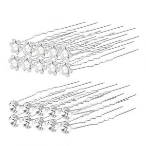20 Pi&egrave;ces Blanc Accessoires Cheveux Mariage Strass,perles et diamants Bijoux Pince Cheveux Mariage Fleur, Barrette Epingle Cheveux Mariage Perle (SENXING UOH LTD, neuf)
