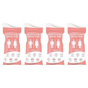 Sac d'urine de voyage voyage urinoir jetable urinoir 4 pièces 750 cm³ étanche portable voyage voiture voyage voiture bouchon de randonnée camping hommes femmes pipi rose (kilnbright, neuf)