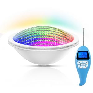 LyLmLe Lampe Piscine LED PAR56, 20W Projecteur Spot Piscine Encastrable RGB Dimmable Multicolore Changement avec Télécommande, Lumière LED Submersible IP68 Etanche, 12V AC (Raypole International, neuf)