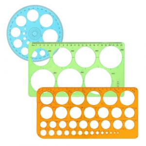 DIFLAX 3 Pièces Pochoir circulaire en plastique, Normographe pour Croquis et Schémas, Rapporteur 360, Regle Pochoir, Règle Circulaire pour Dessiner, Mesurer et Concevoir, pour les études et le Travail (SVF TUNDER PRICE, neuf)